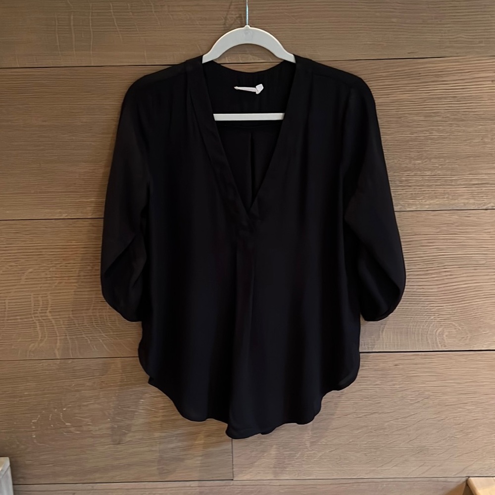 Lush Black V Neck Blouse